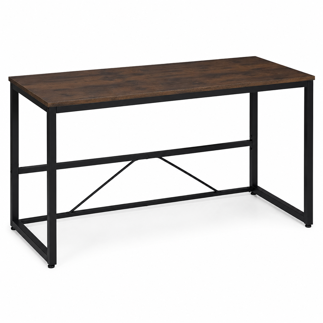 Industrieller Schreibtisch Dunkelbraun mit Metallgestell 130x60 cm
