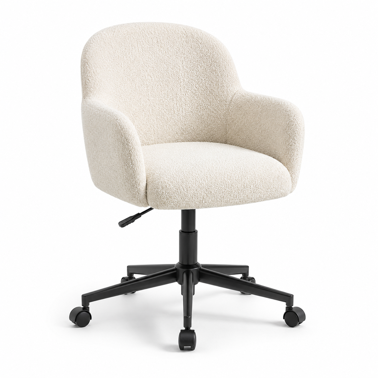 Bürostuhl Bouclé Creme mit Drehfunktion 63x65x98 cm