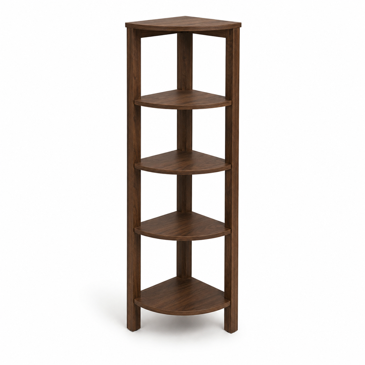 Eck-Bücherregal Walnussoptik mit fünf Ebenen 45x45x175 cm