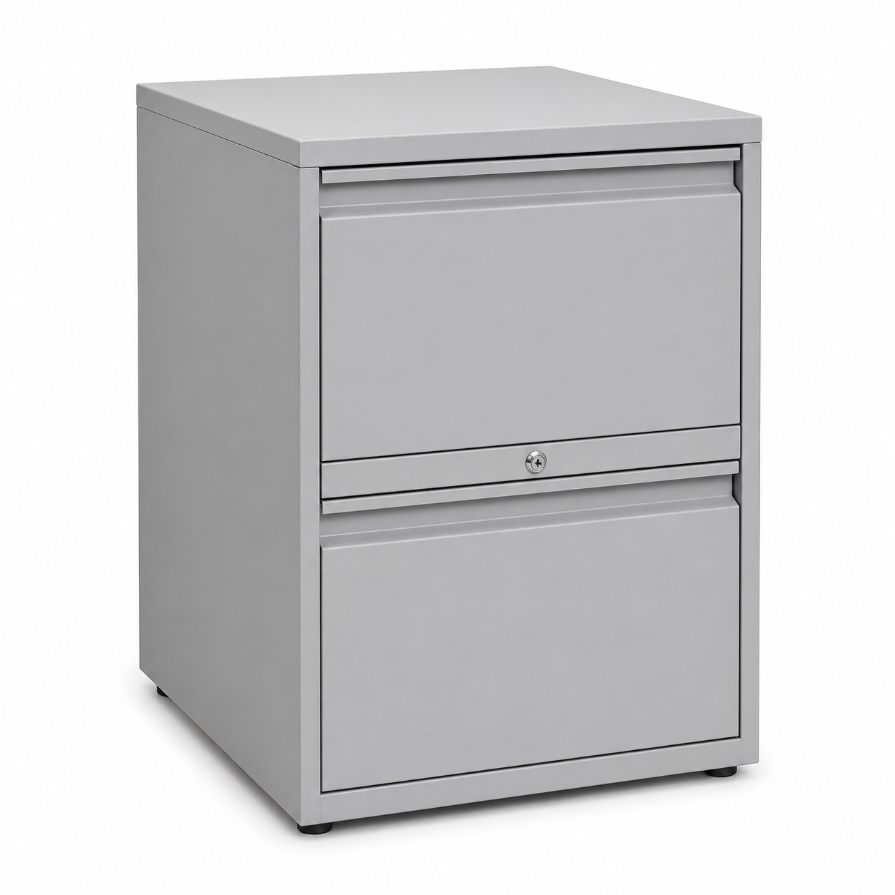 Metall-Aktenschrank Hellgrau mit zwei Schubladen 46x62x72 cm
