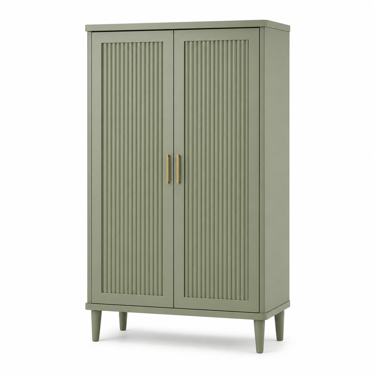 Aktenschrank Salbeigrün mit Lamellentüren 80x38x140 cm