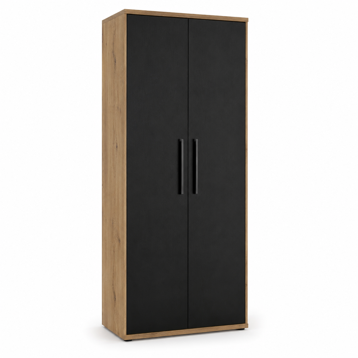 Hochschrank Eiche Schwarz mit zwei Türen 80x42x190 cm