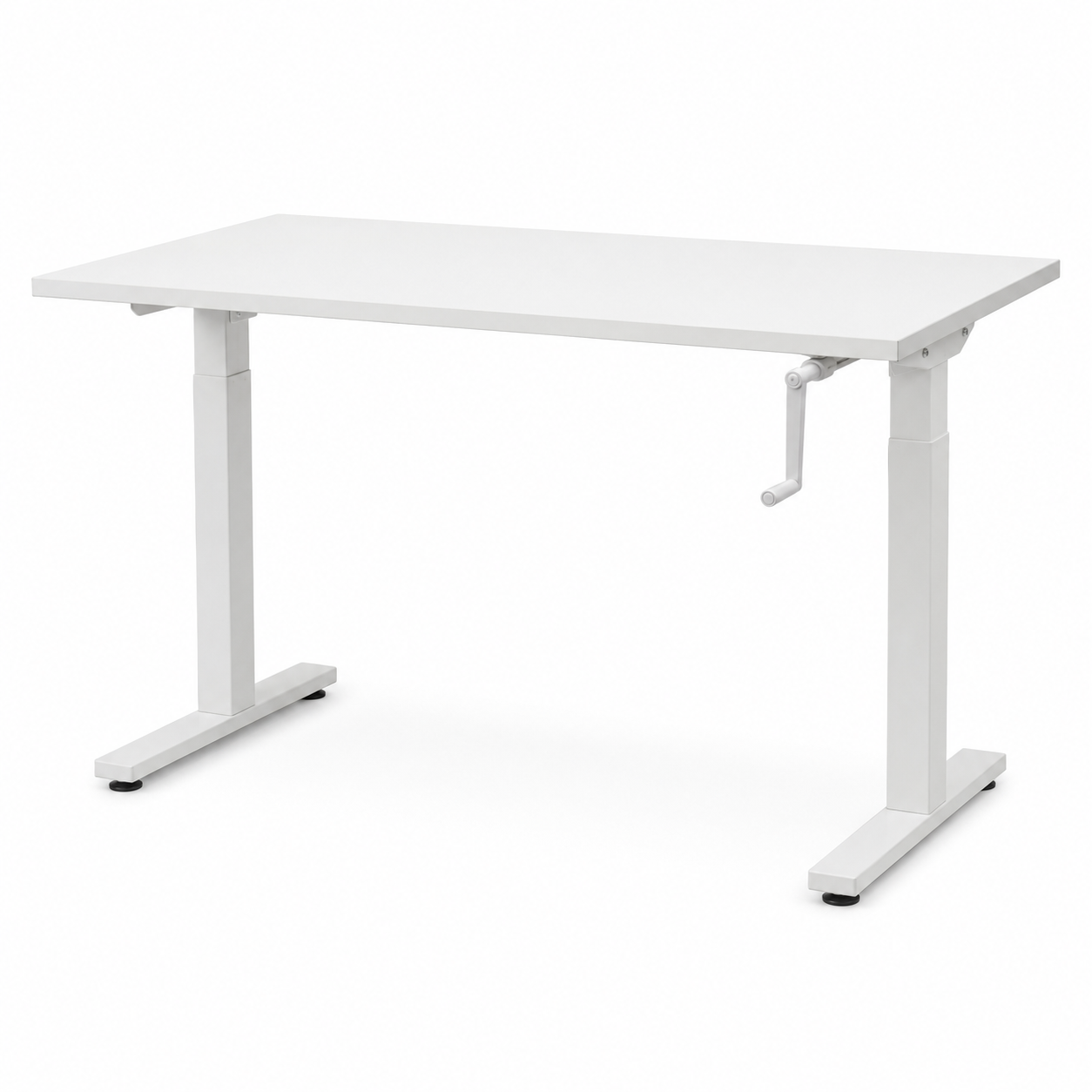 Manueller Stehschreibtisch Weiß mit Kurbel 120x60 cm