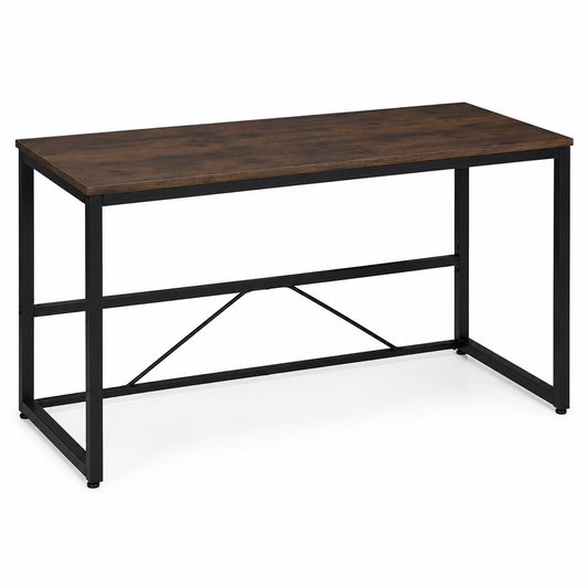 Industrieller Schreibtisch Dunkelbraun mit Metallgestell 130x60 cm