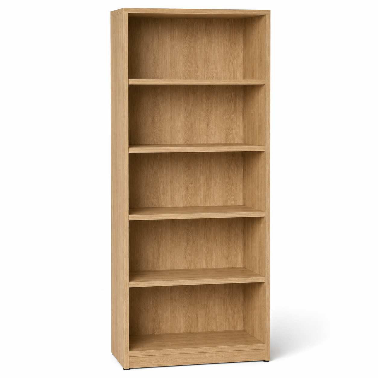 Hohes Bücherregal Eiche Natur mit fünf Fächern 80x30x180 cm