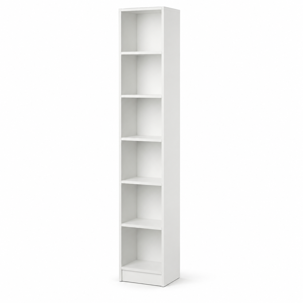Schmaler Bücherturm Weiß mit sechs Fächern 40x30x190 cm