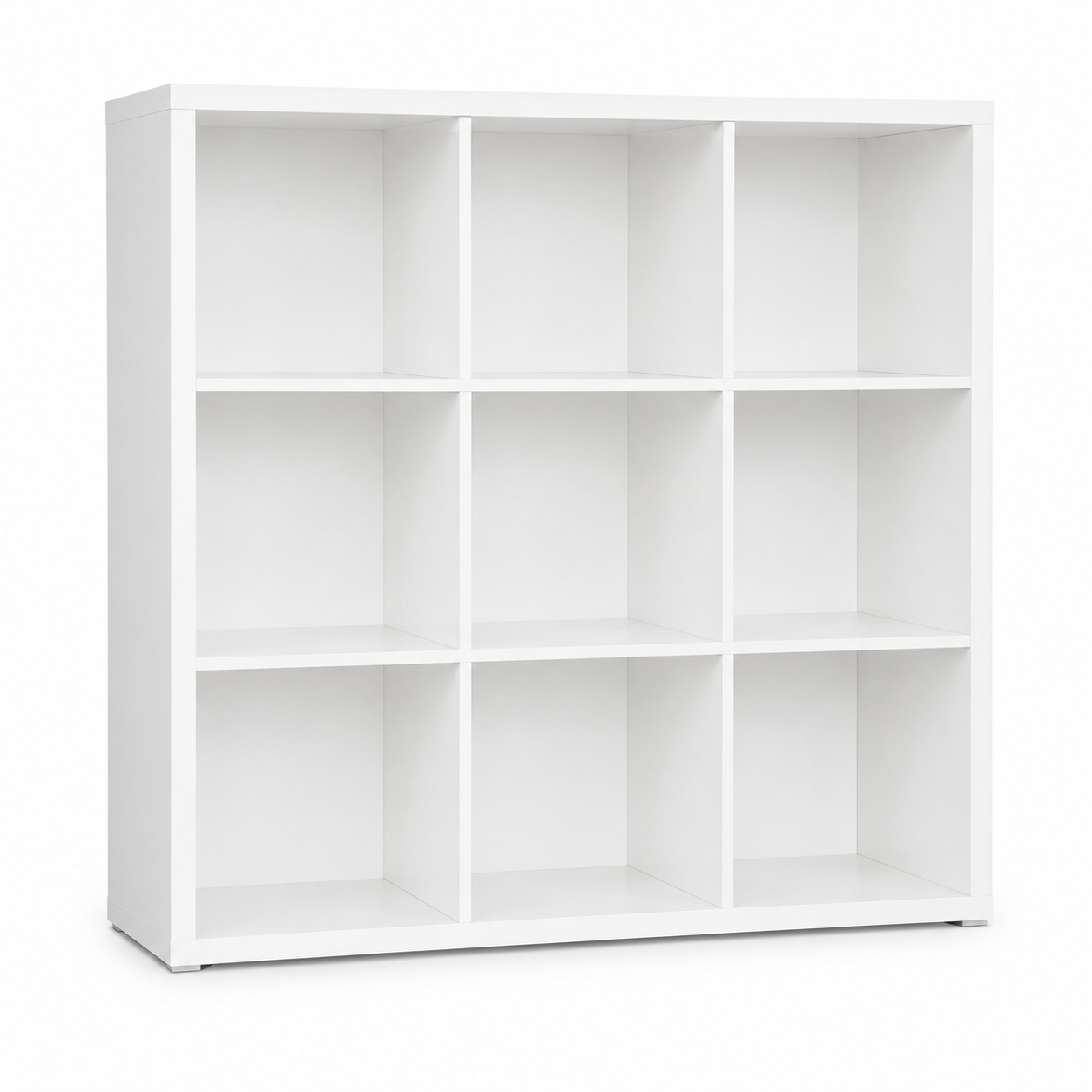 Modulares Würfelregal Weiß mit neun Fächern 110x30x110 cm