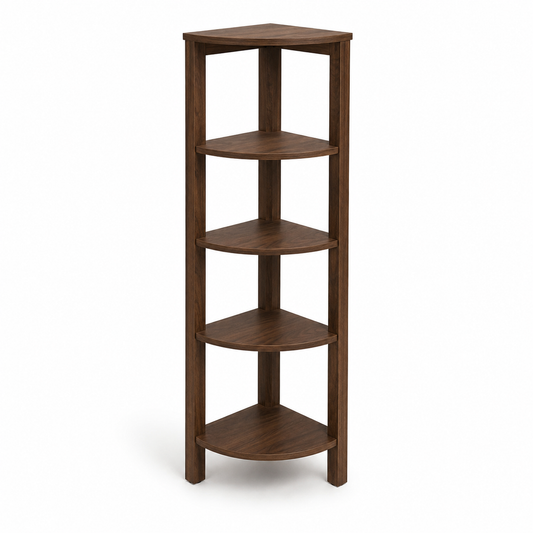 Eck-Bücherregal Walnussoptik mit fünf Ebenen 45x45x175 cm