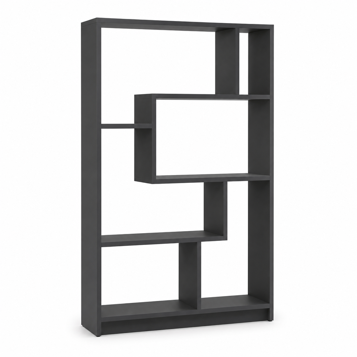 Asymmetrisches Bücherregal Graphit mit offenen Fächern 100x30x160 cm
