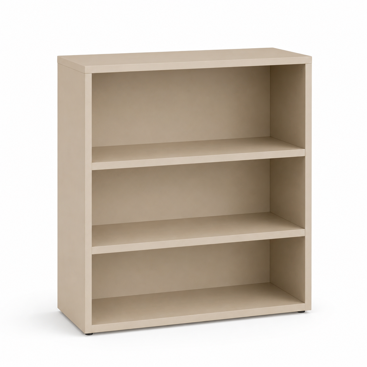 Niedriges Bücherregal Sandbeige mit drei Fächern 90x30x90 cm