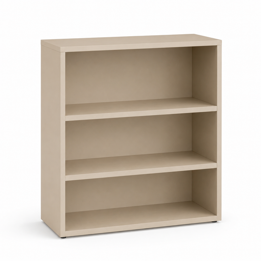Niedriges Bücherregal Sandbeige mit drei Fächern 90x30x90 cm