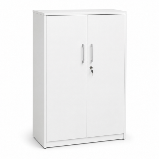 Abschließbarer Aktenschrank Weiß mit zwei Türen 80x40x120 cm