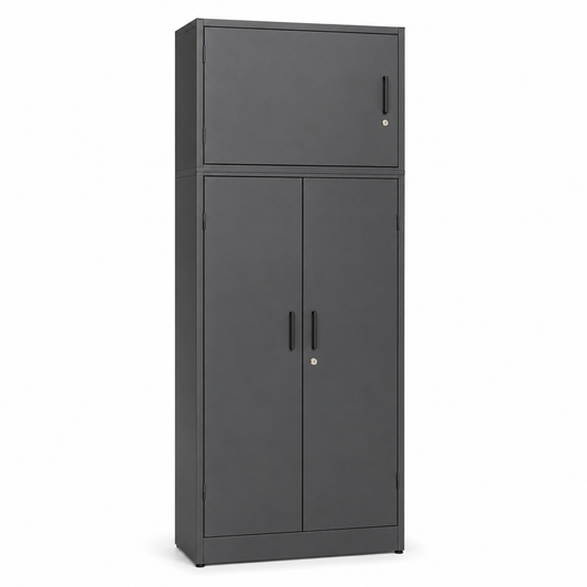 Hoher Aktenschrank Graphit mit vier Ordnerhöhen 80x40x190 cm
