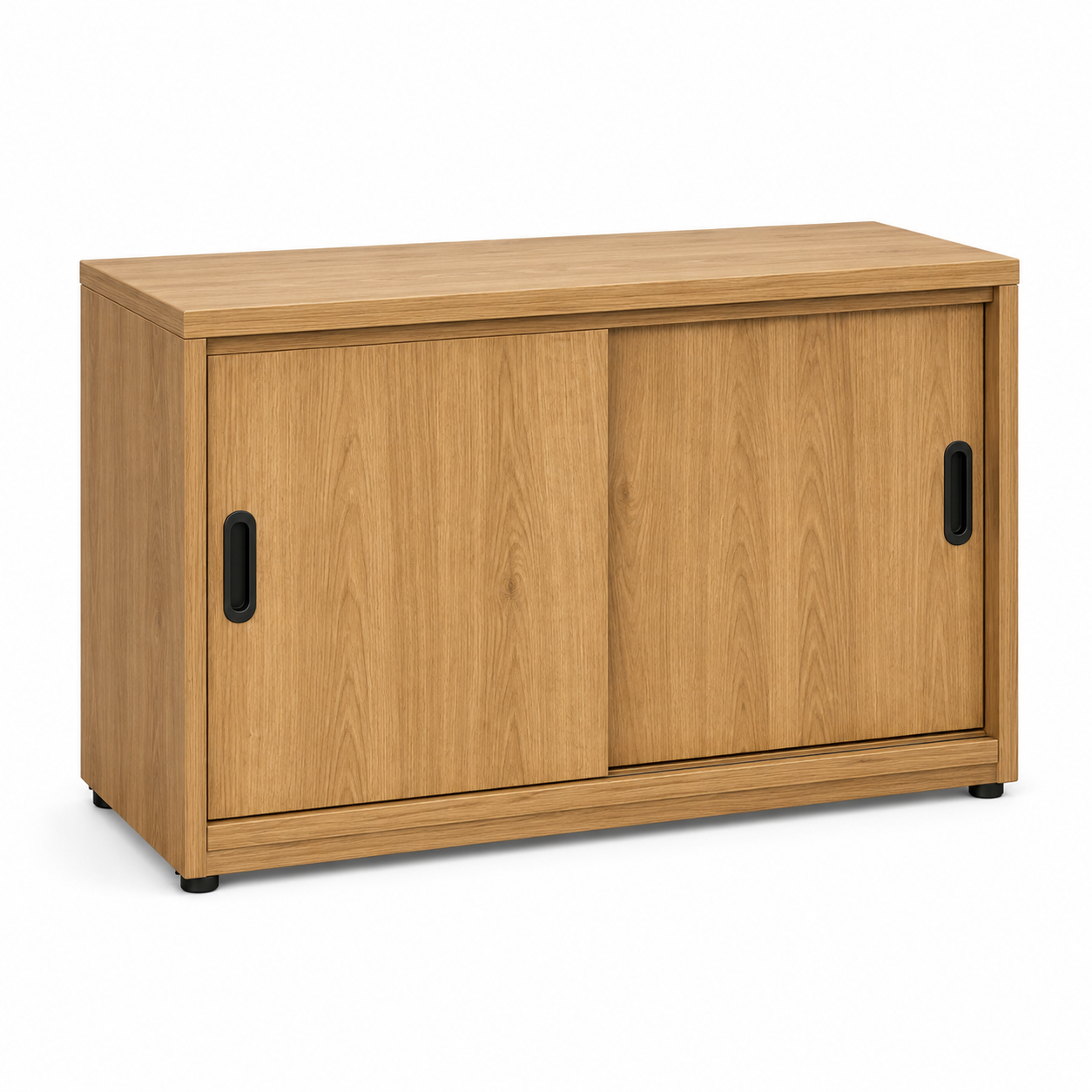Niedriger Aktenschrank Eiche Natur mit Schiebetüren 100x40x80 cm