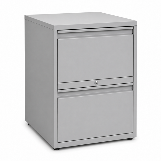 Metall-Aktenschrank Hellgrau mit zwei Schubladen 46x62x72 cm