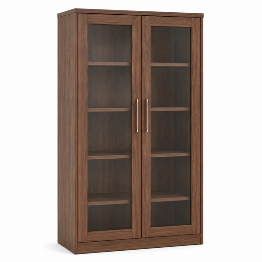 Aktenschrank Walnussoptik mit Glastüren 90x40x160 cm