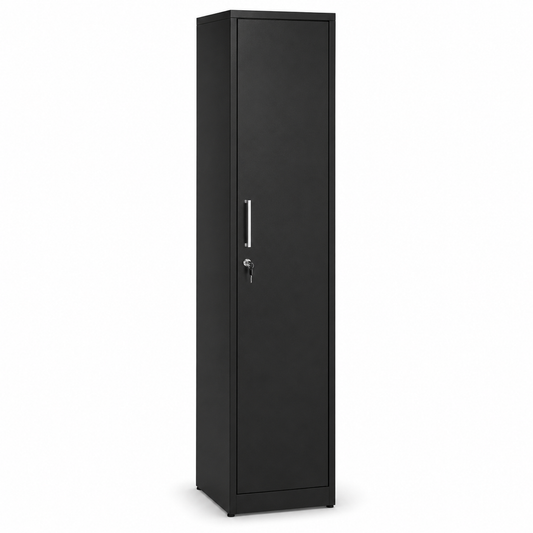 Schmaler Ordnerschrank Schwarz mit Schloss 50x40x180 cm