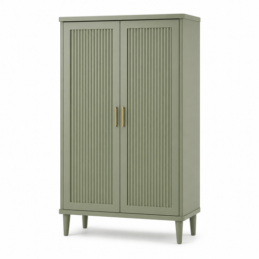 Aktenschrank Salbeigrün mit Lamellentüren 80x38x140 cm