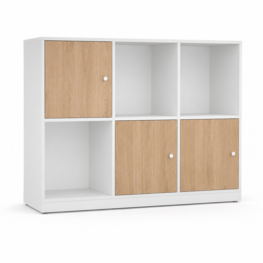 Modularer Stauraumschrank Weiß Eiche mit sechs Fächern 120x40x120 cm