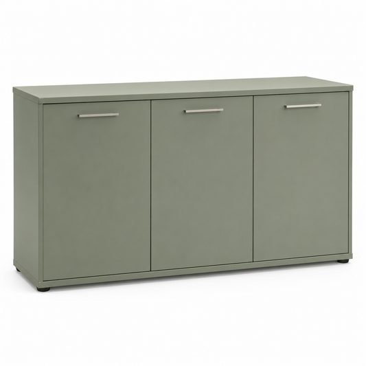 Büro-Sideboard Salbeigrün mit drei Türen 140x40x80 cm
