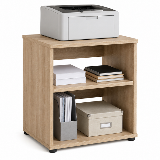 Kompakter Druckerschrank Eiche Hell mit zwei Fächern 70x50x75 cm